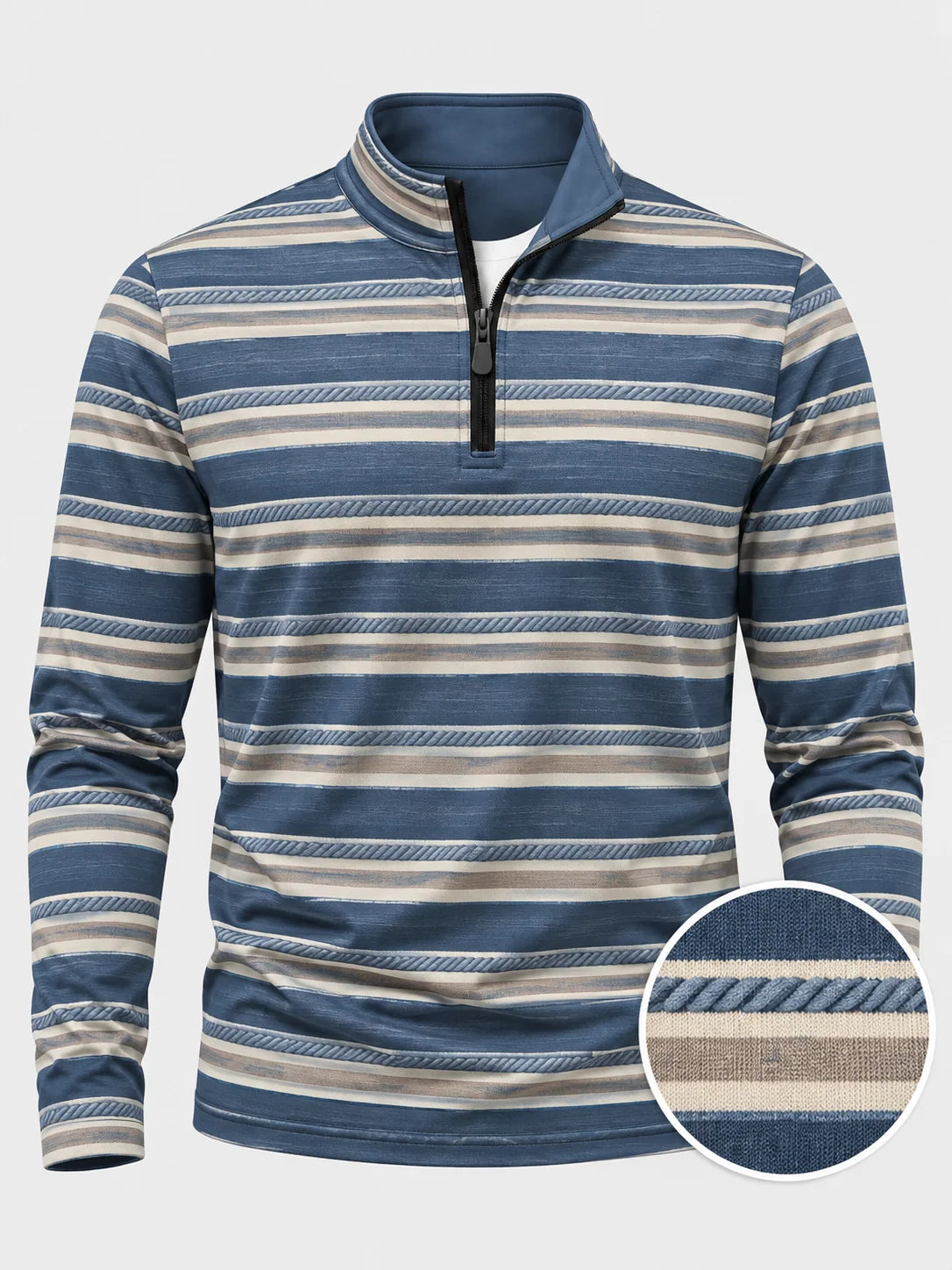 Performance-Quarter-Zip-Pullover mit maritimen Seilstreifen