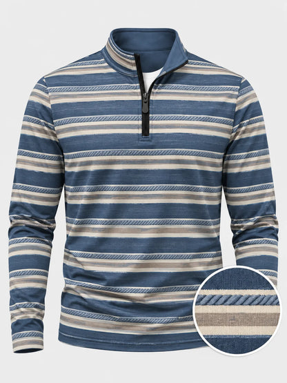 Performance-Quarter-Zip-Pullover mit maritimen Seilstreifen