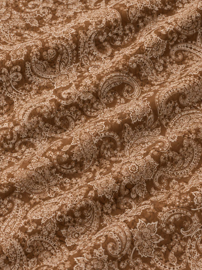 Mokkabrauner Performance-Quarter-Zip-Pullover mit Heritage-Paisley-Muster