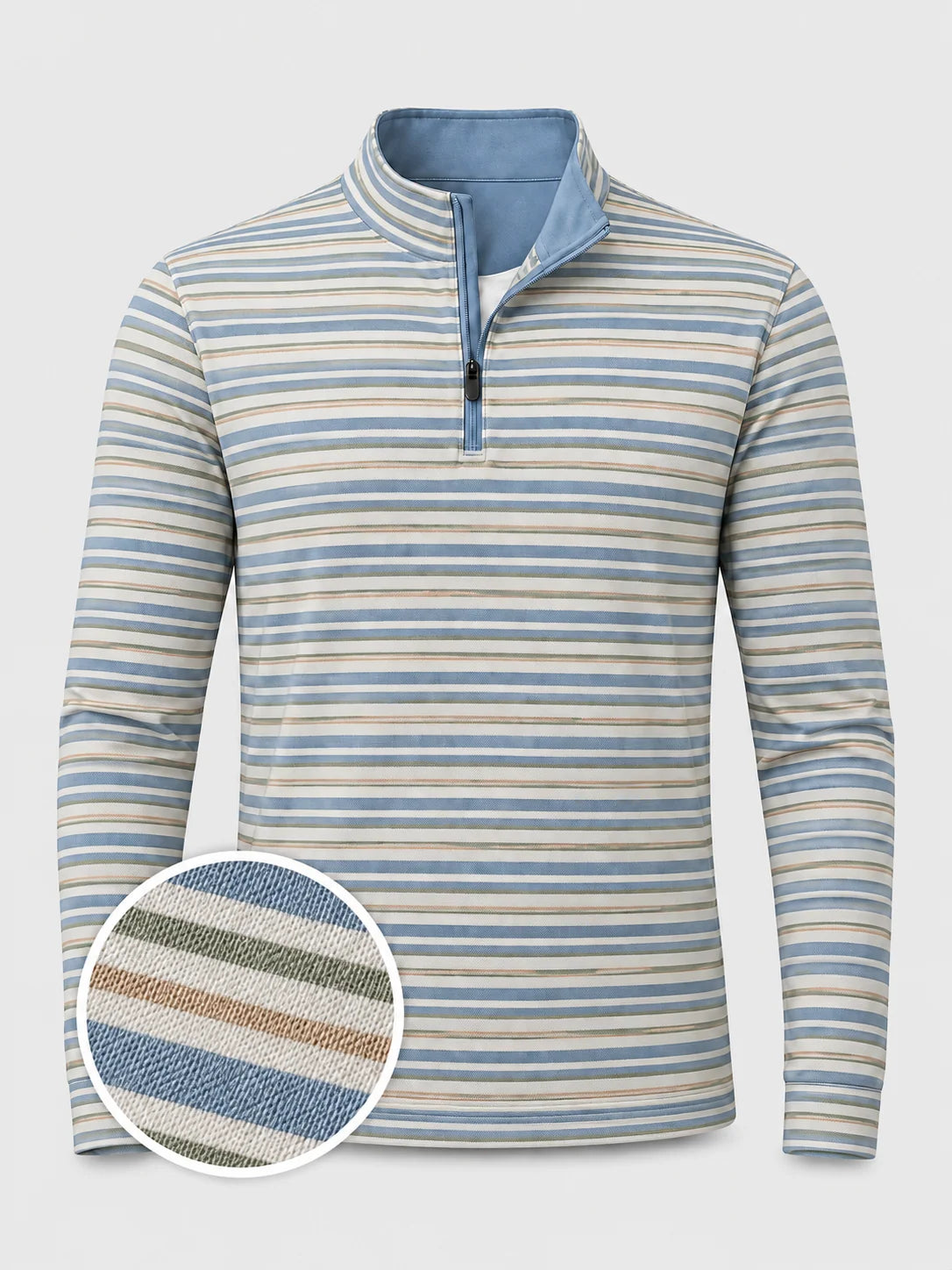 ClubBorne Golf Coastal Stripe Quarter-Zip-Pullover