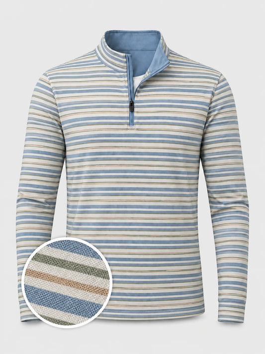 ClubBorne Golf Coastal Stripe Quarter-Zip-Pullover