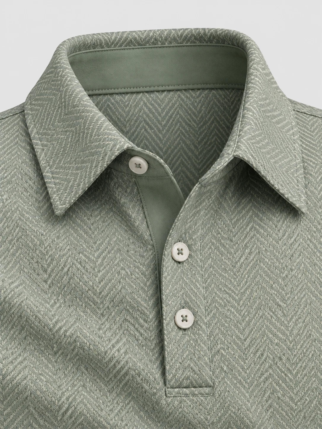 Salbeigrünes Performance-Golfpoloshirt mit Chevron-Muster