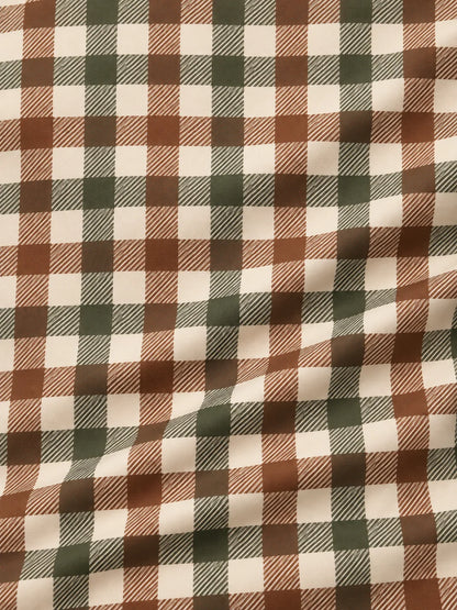 Golf-Pullover in Olivgrün und Braun mit Karomuster und kurzem Reißverschluss