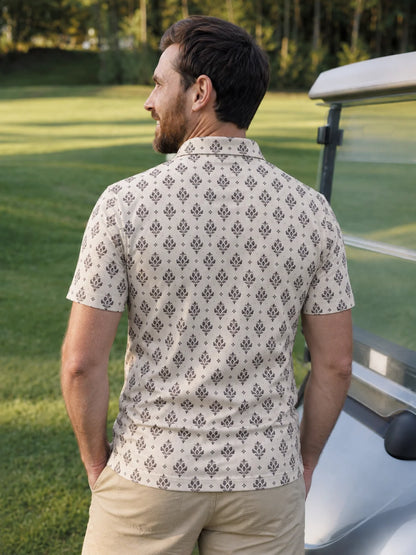 Vintage-Blumenmuster Performance-Golfpoloshirt