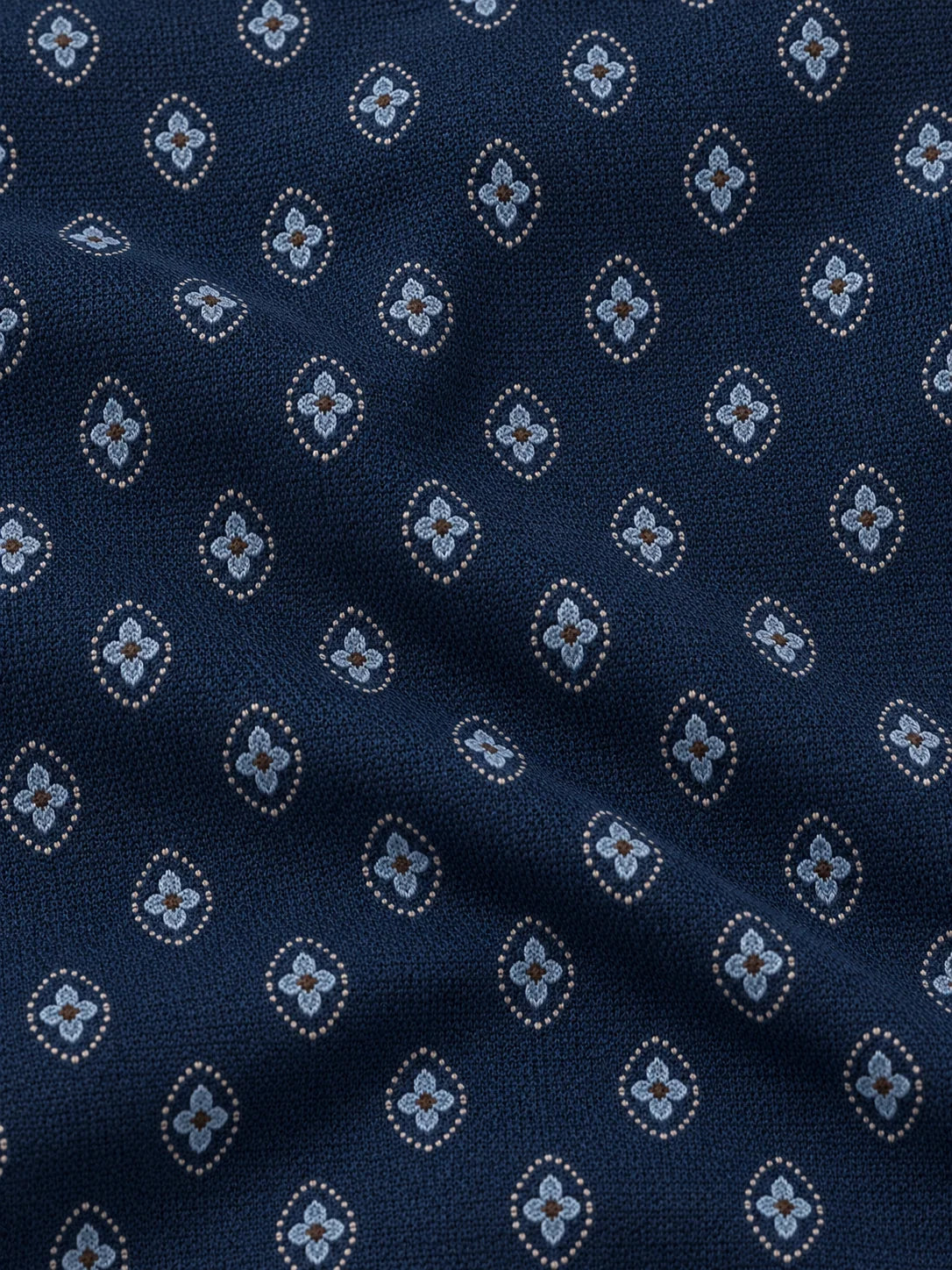 Performance-Pullover mit Viertelreißverschluss und Medaillonmuster in Marineblau