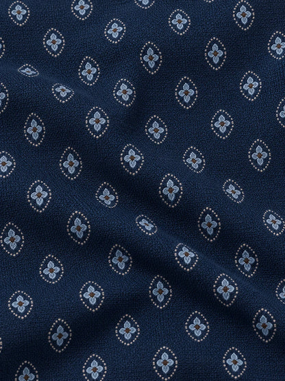 Performance-Pullover mit Viertelreißverschluss und Medaillonmuster in Marineblau