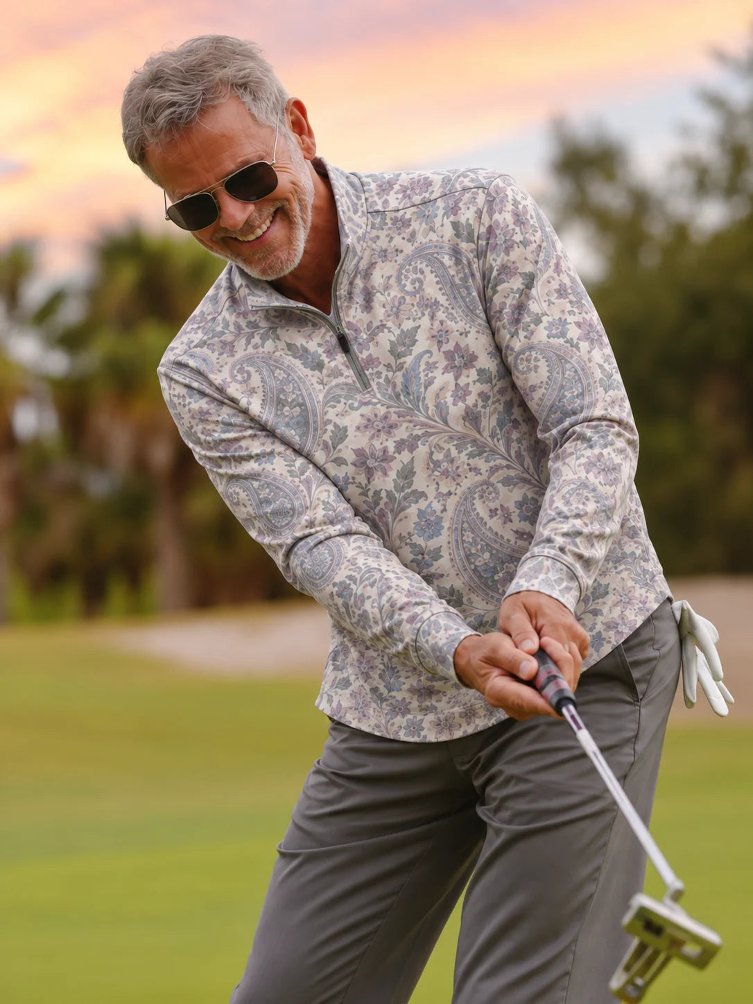 Garden Paisley Golf Quarter-Zip-Pullover