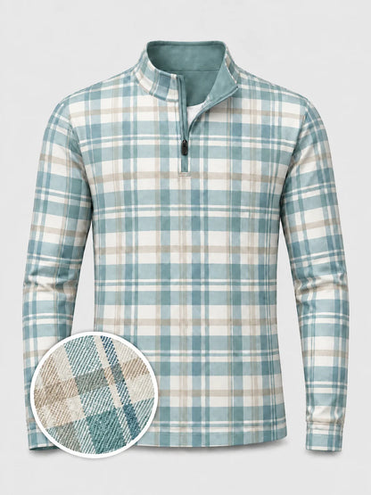 Coastal Plaid Golf Quarter-Zip-Pullover