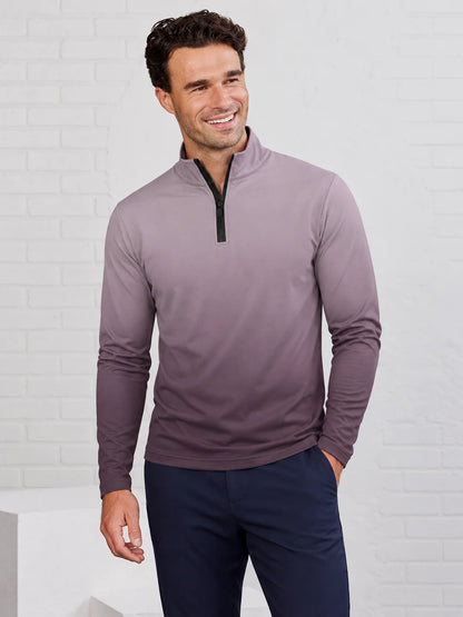 Golfpullover in Mauve mit Ombre-Farbverlauf und Viertelreißverschluss