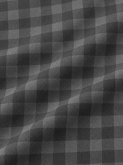 Golf-Pullover aus Funktionsmaterial in Anthrazitgrau mit Vichy-Karomuster und Viertelreißverschluss