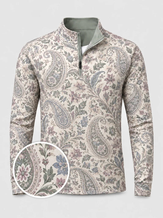 Garden Paisley Golf Quarter-Zip-Pullover