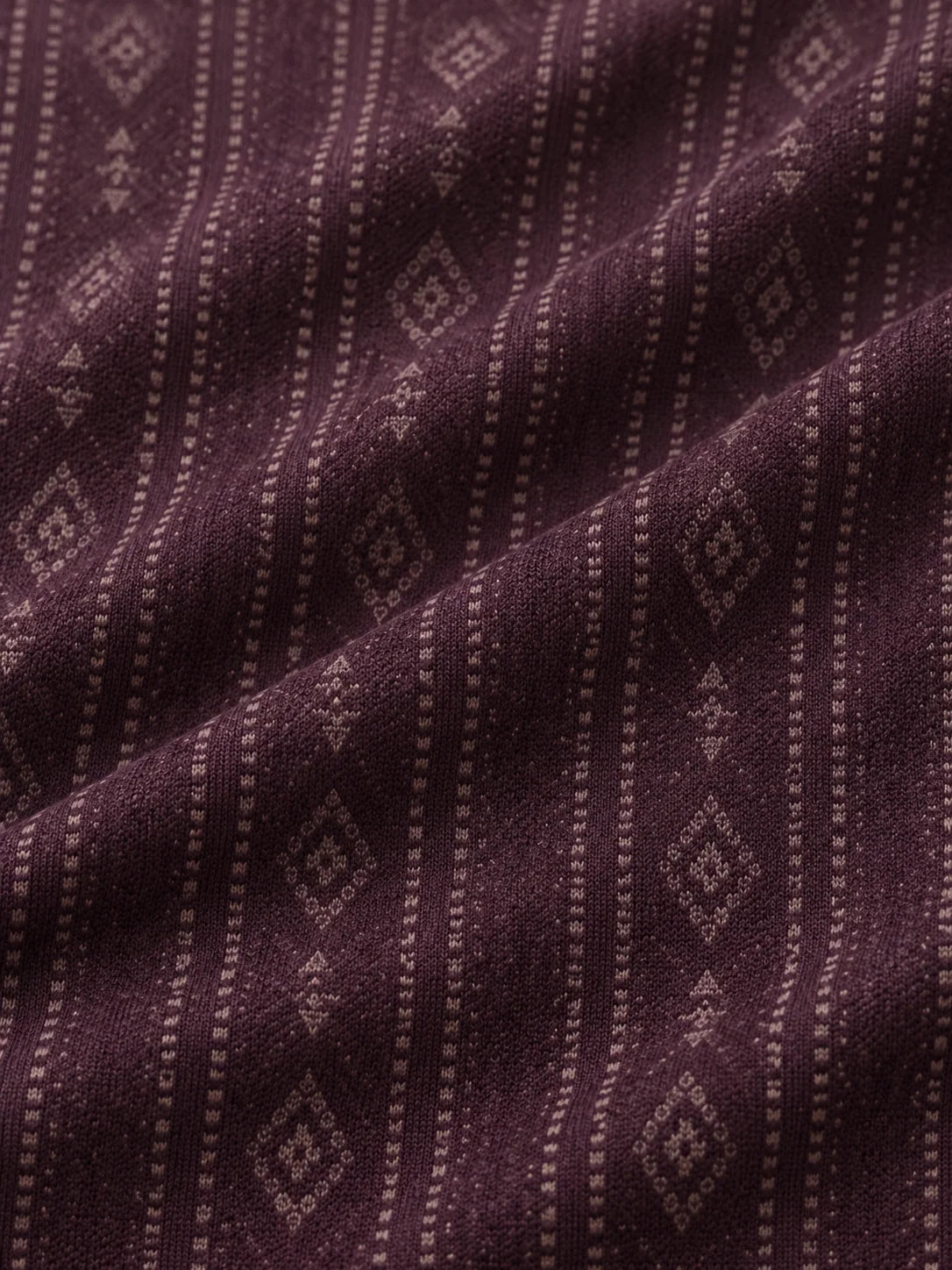 Dunkelpflaumenfarbener Heritage-Pullover mit Muster und kurzem Reißverschluss