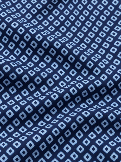 Navyblauer Performance-Pullover mit Rautenmuster und kurzem Reißverschluss