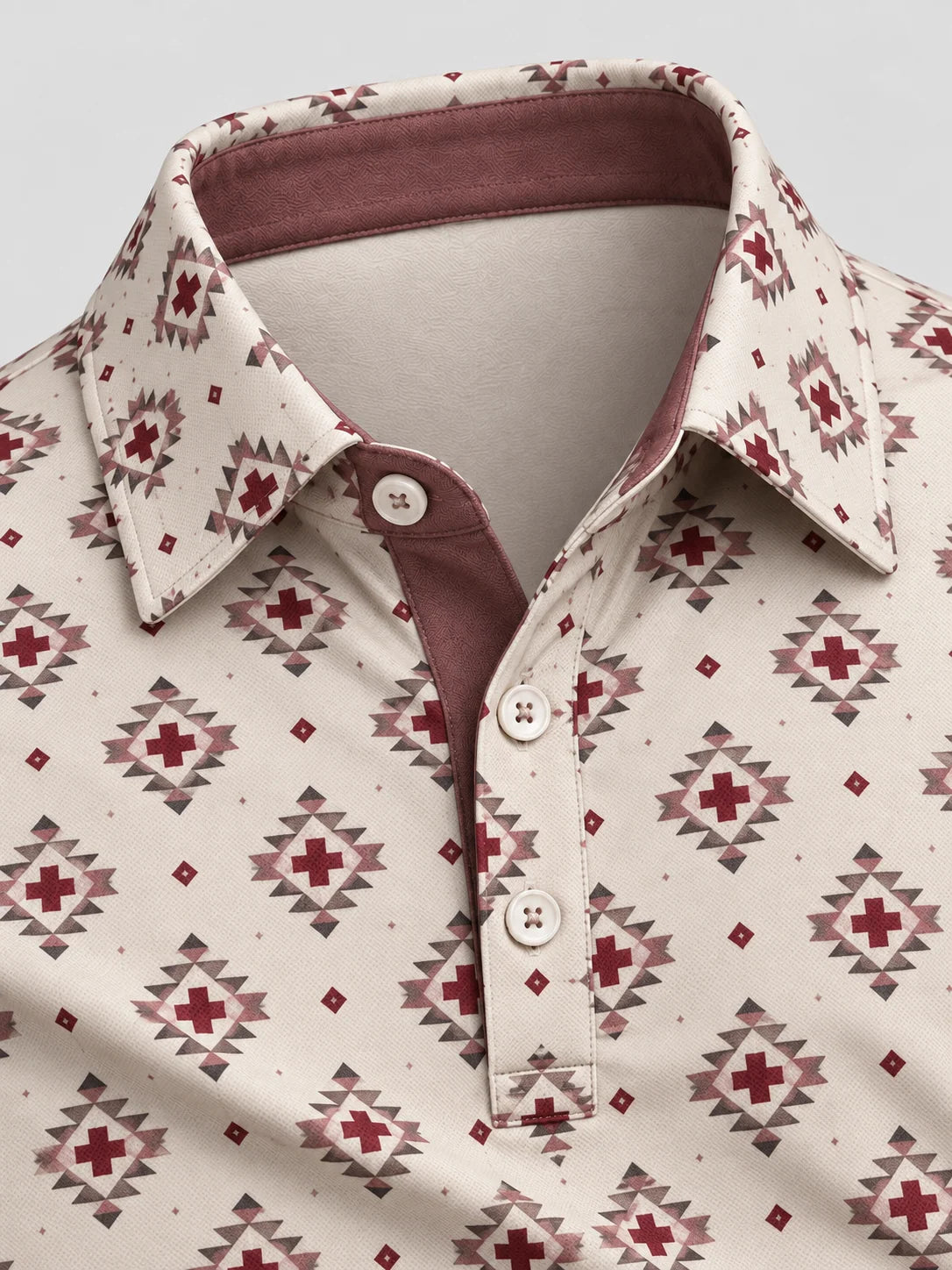 Rotes geometrisches Performance-Golfpoloshirt
