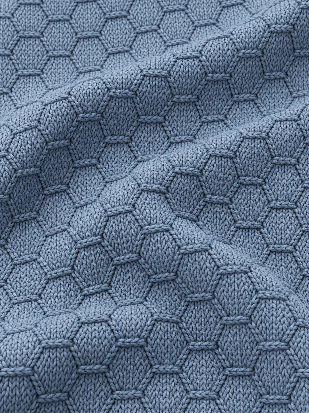 Golf-Pullover mit Viertelreißverschluss und Wabenmuster in Schieferblau