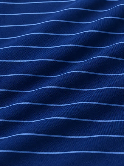 Königsblauer Performance-Quarter-Zip-Pullover mit feinem Streifenmuster