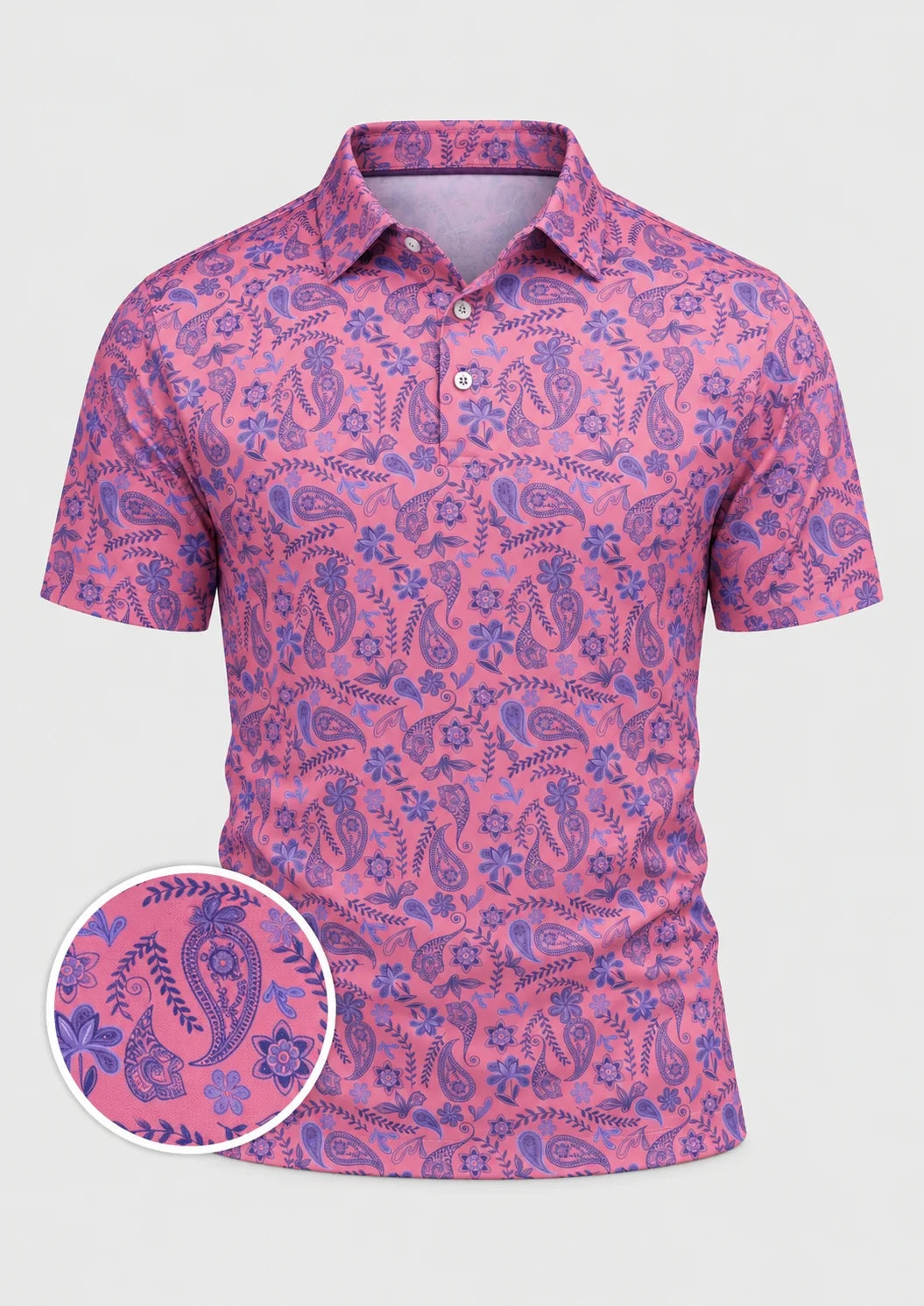 Coral Paisley Performance-Golf-Poloshirt