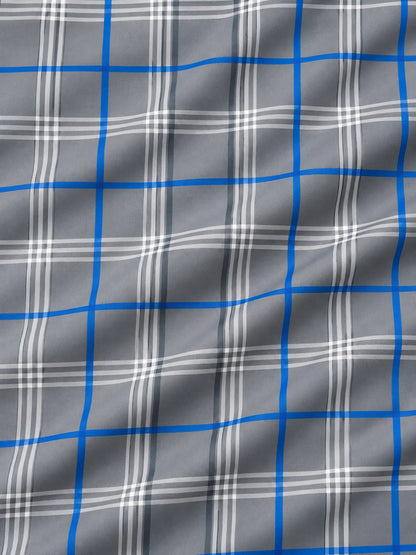 Golf-Pullover in Grau und Kobaltblau mit Karomuster und kurzem Reißverschluss