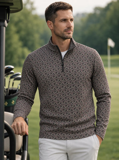 Modern Geo Performance Golf Quarter-Zip Pullover