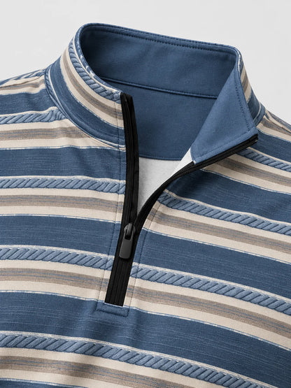 Performance-Quarter-Zip-Pullover mit maritimen Seilstreifen