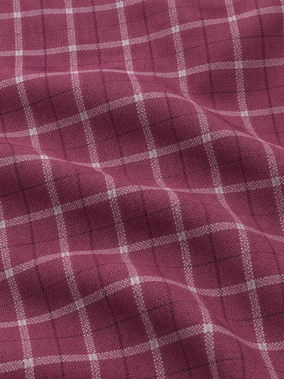Golf-Pullover aus Funktionsmaterial in Altrosa mit feinem Karomuster und Viertelreißverschluss
